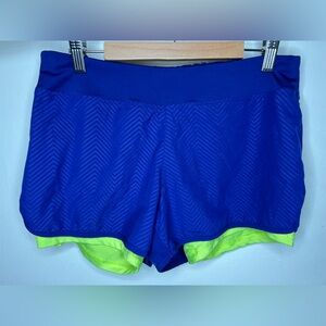 Layer8 Dark Purple And Neon Yellow Pull-On Shorts